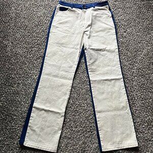 Paloma Wool Dax Pant Cream & Blue Straight Leg Womens 8/M Chic Romantic Girlhood